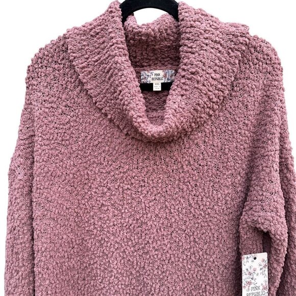 Pink Republic Womens Cozy Textured Loose Knit Stretch Cowl Neck Sweater New XXL - Picture 2 of 10